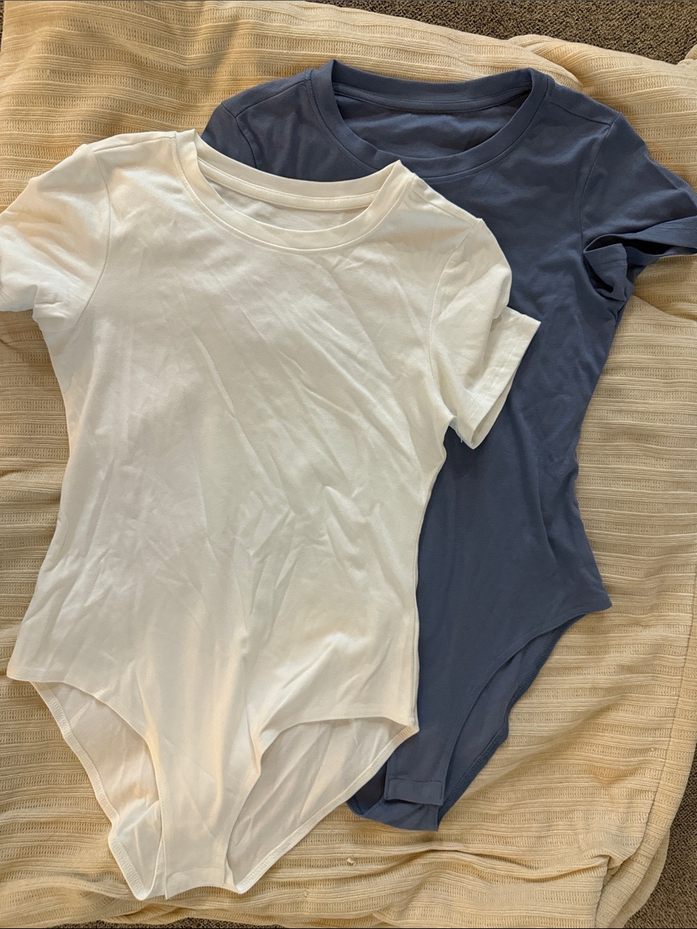 Amazon Women's Short Sleeve Bodysuit Pack - White & Blue